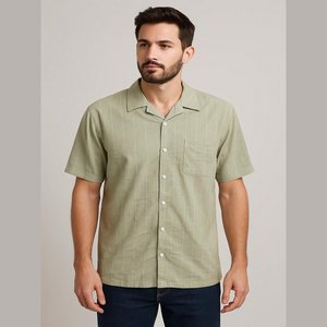 Sedgefield Linen Rayon Striped Short Sleeve Shirt Large